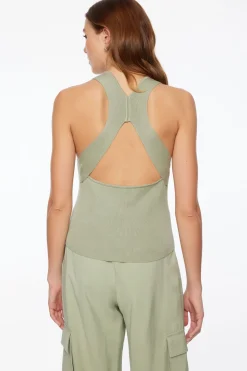 Sweaters & Cardigans | Sweaters-Dynamite Cross Back Sweater Tank Top Green