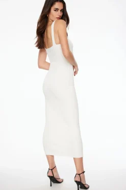 Dresses & Jumpsuits | Midi & Maxi Dresses-Dynamite Cut Out Knit Midi Dress White