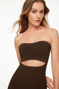 Dresses & Jumpsuits | Midi & Maxi Dresses-Dynamite Cutout Midi Tube Dress Brown