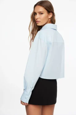 Blouses & Tops | Blouses & Tops-Dynamite Dalia Cropped Shirt Blue