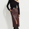 Online Exclusives-Dynamite Danbi Faux Leather Midi Skirt Burgundy