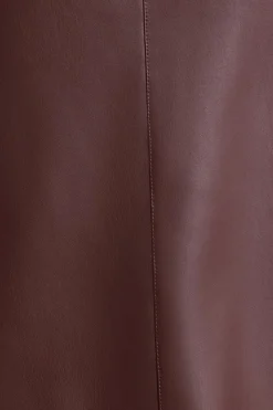 Online Exclusives-Dynamite Danbi Faux Leather Midi Skirt Burgundy