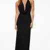 Dresses & Jumpsuits | Midi & Maxi Dresses-Dynamite Deep Cowl Neck Maxi Dress Black