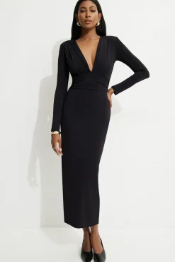 Dresses & Jumpsuits | New Dresses-Dynamite Deep V Maxi Dress Black