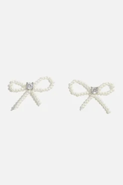 Earrings-Dynamite Delicate Bow Stud Earrings Grey