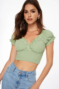 Blouses & Tops | Blouses & Tops-Dynamite Delphine Smocked Top Green