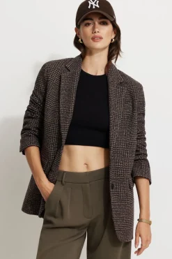 Blazers & Vests | Matching Sets-Dynamite Diana Plaid Oversized Blazer Black