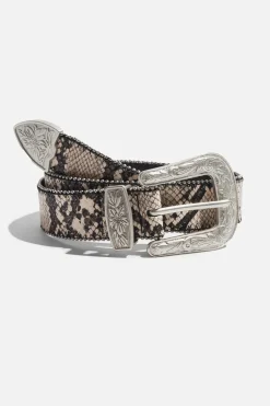 Belts-Dynamite Dotted Western Pin-Buckle Belt Grey