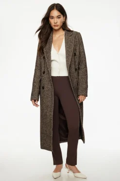 Coats & Jackets | Classic Coats-Dynamite Double Breasted Herringbone Coat Brown