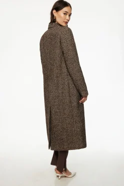 Coats & Jackets | Classic Coats-Dynamite Double Breasted Herringbone Coat Brown