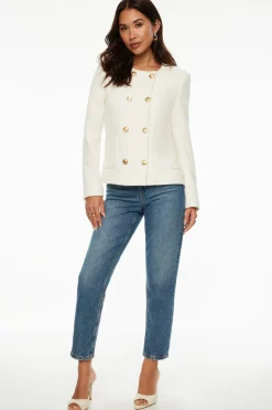 Blazers & Vests-Dynamite Double Breasted Tweed Blazer White