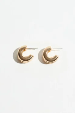 Earrings-Dynamite Double Chubby Huggie Hoop Earrings Yellow