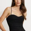 Blouses & Tops | Blouses & Tops-Dynamite Draped Mesh Corset Top Black