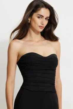 Blouses & Tops | Blouses & Tops-Dynamite Draped Mesh Corset Top Black