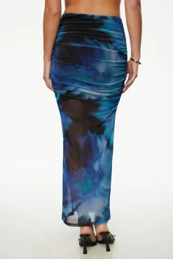 Skirts & Skorts | Skirts-Dynamite Draped Mesh Maxi Skirt Blue