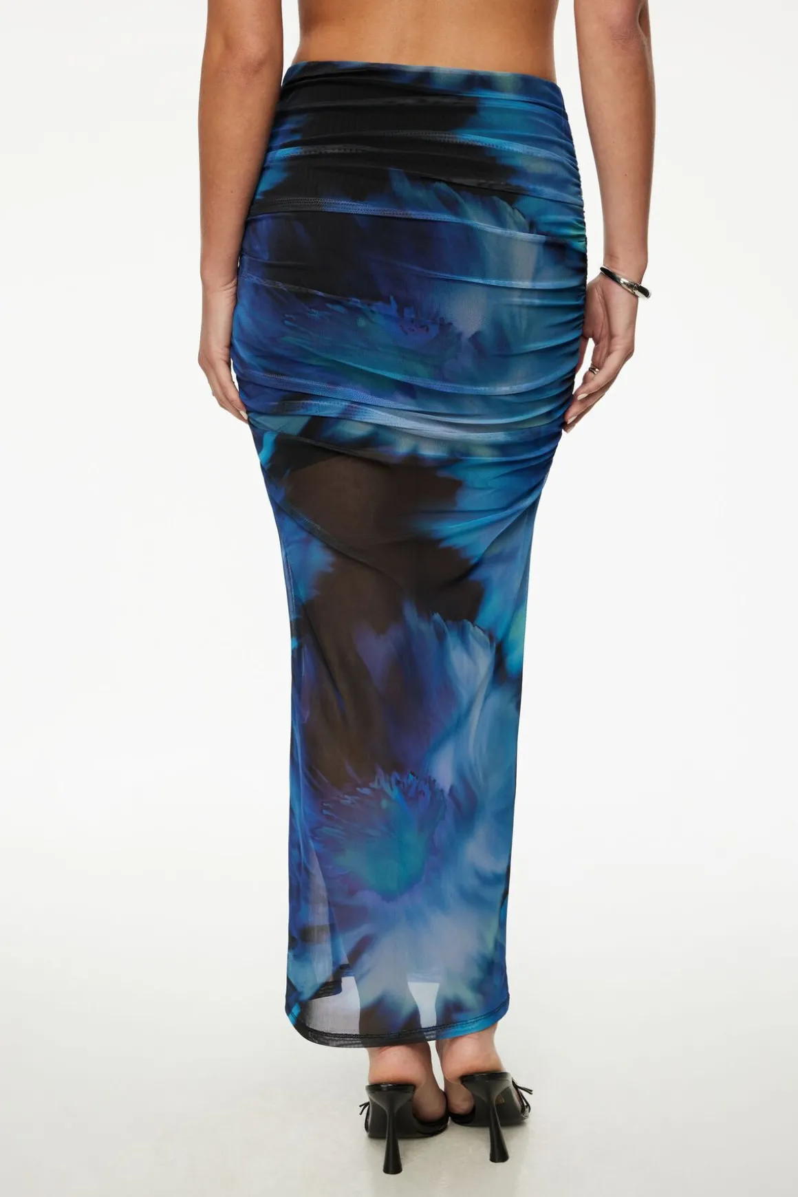 Skirts & Skorts | Skirts-Dynamite Draped Mesh Maxi Skirt Blue