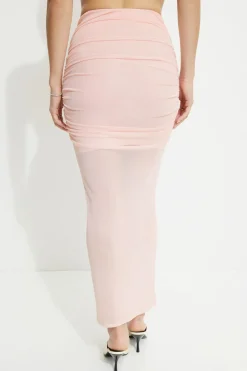 Skirts & Skorts | Matching Sets-Dynamite Draped Mesh Maxi Skirt Pink