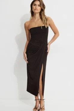 Dresses & Jumpsuits | Midi & Maxi Dresses-Dynamite Draped Midi Tube Dress Brown