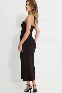 Dresses & Jumpsuits | Midi & Maxi Dresses-Dynamite Draped Midi Tube Dress Brown