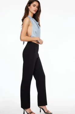 Blouses & Tops | Sleeveless Tops-Dynamite Draped Open Back Satin Top Blue