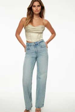 Blouses & Tops | Blouses & Tops-Dynamite Draped Satin Corset Top Brown