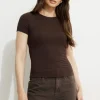 Tees & Tanks | Bestsellers-Dynamite Drea Jersey Crewneck T Shirt Brown