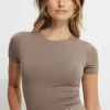 Tees & Tanks | Tees & Tanks-Dynamite Drea Jersey Crewneck T Shirt Brown