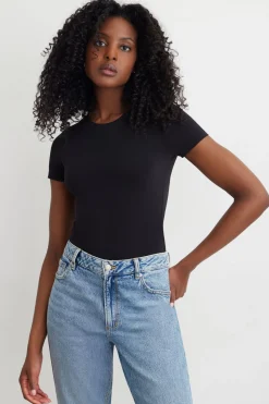 Tees & Tanks | Tees & Tanks-Dynamite Drea Sculpt Bodysuit Black