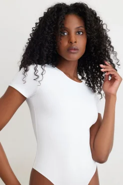 Tees & Tanks | Tees & Tanks-Dynamite Drea Sculpt Bodysuit White