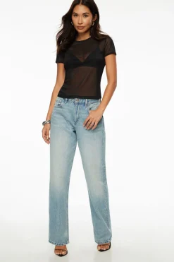 Tees & Tanks | Online Exclusives-Dynamite Drea Sheer Mesh T Shirt Black
