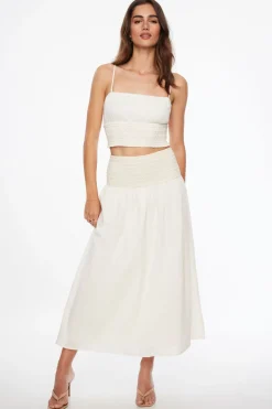 Skirts & Skorts | Skirts-Dynamite Drop Waist Smocked Maxi Skirt White