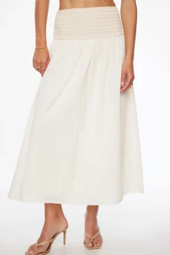 Skirts & Skorts | Skirts-Dynamite Drop Waist Smocked Maxi Skirt White