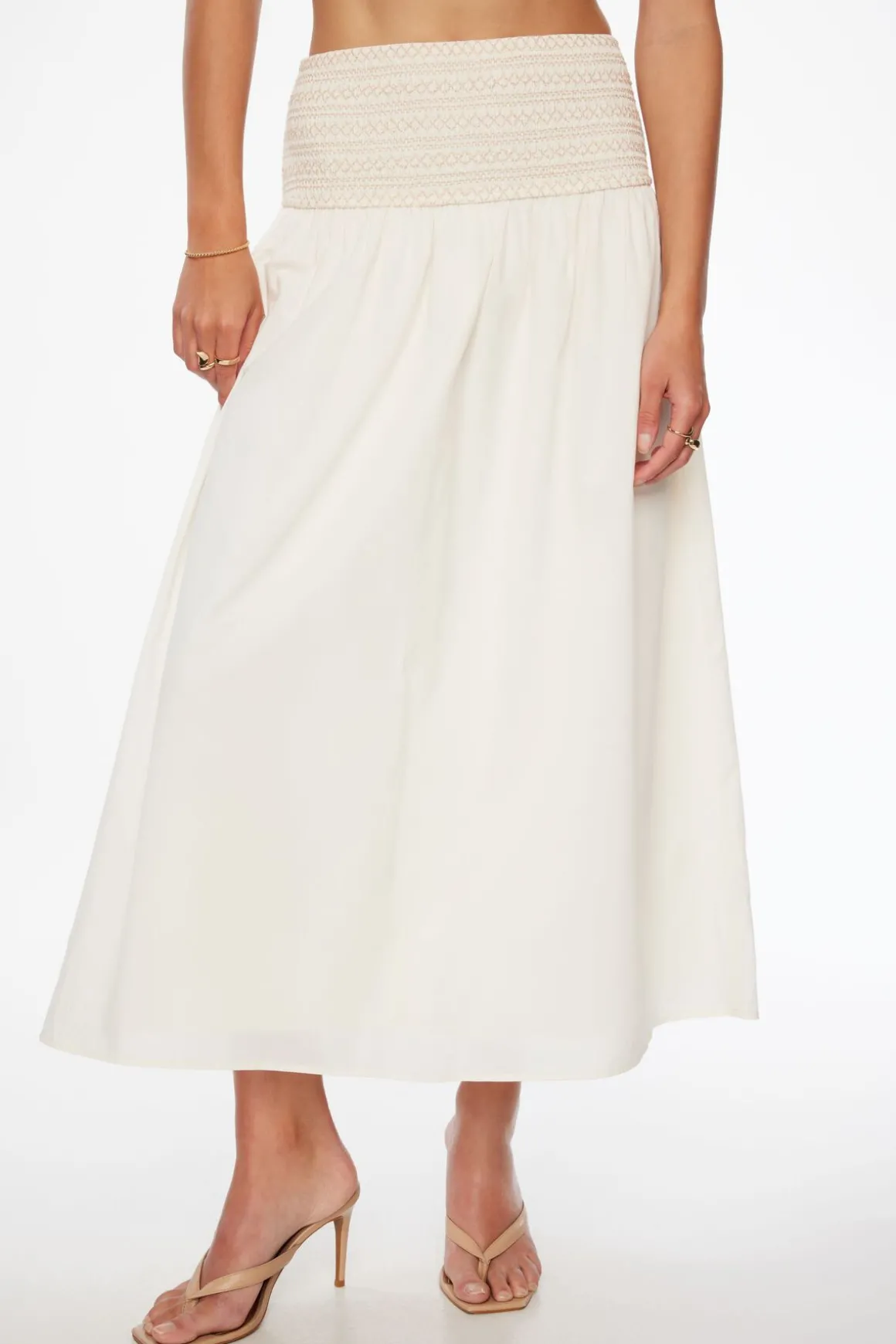 Skirts & Skorts | Skirts-Dynamite Drop Waist Smocked Maxi Skirt White