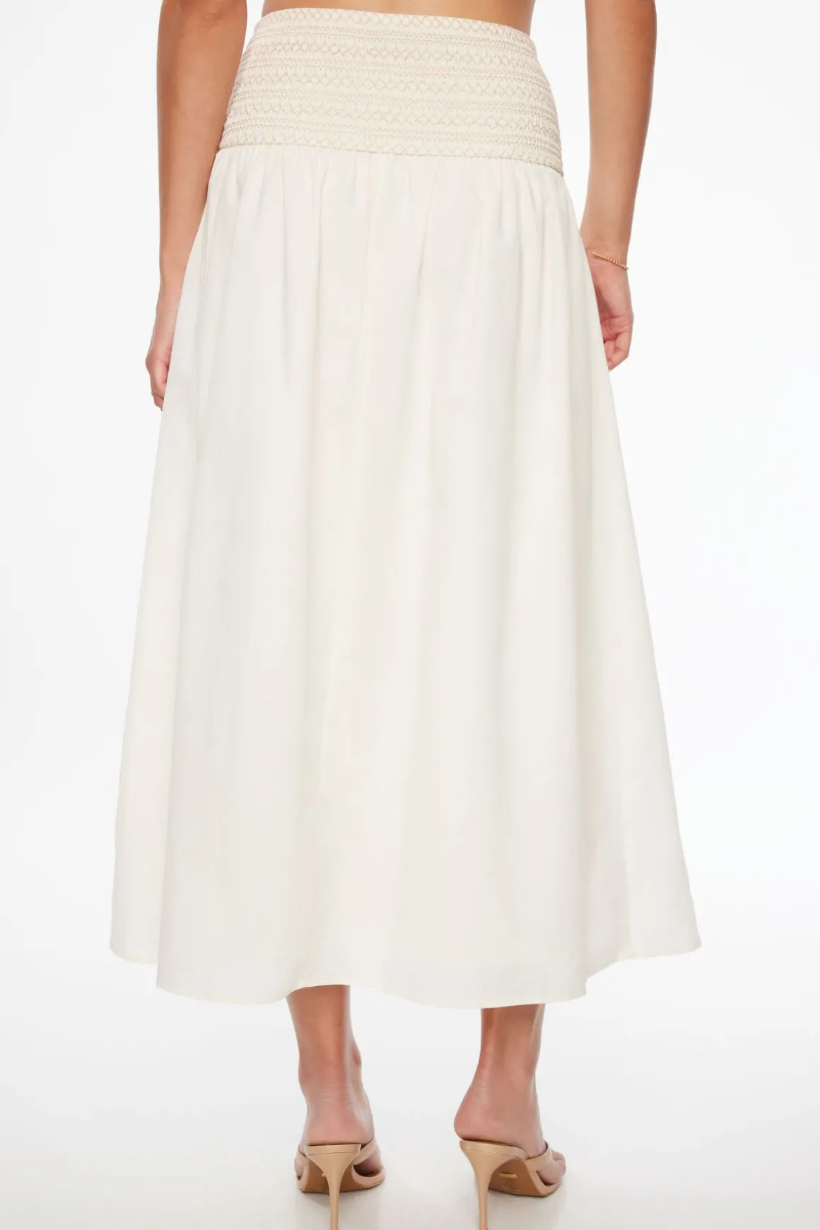 Skirts & Skorts | Skirts-Dynamite Drop Waist Smocked Maxi Skirt White