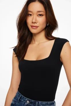 Tees & Tanks | Tees & Tanks-Dynamite Elle Open Back Jersey Bodysuit Black