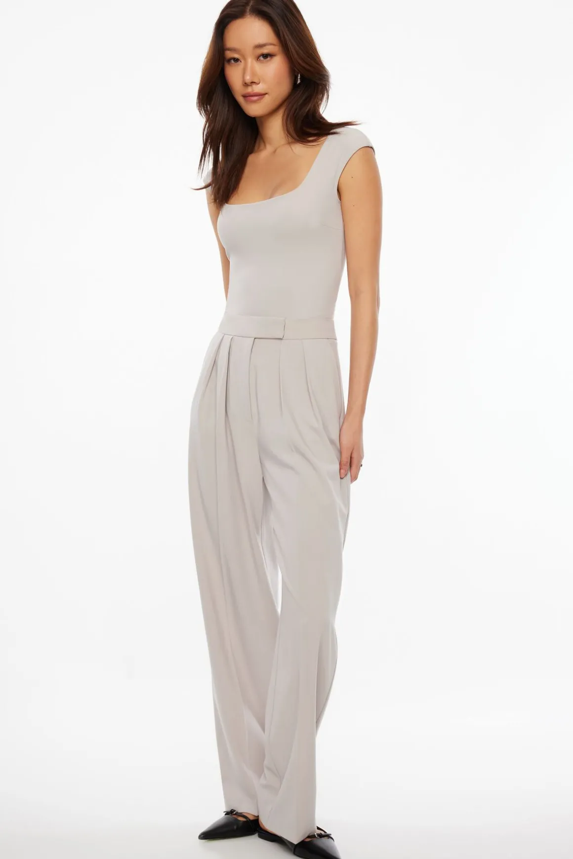 Tees & Tanks | Tees & Tanks-Dynamite Elle Open Back Jersey Bodysuit Grey