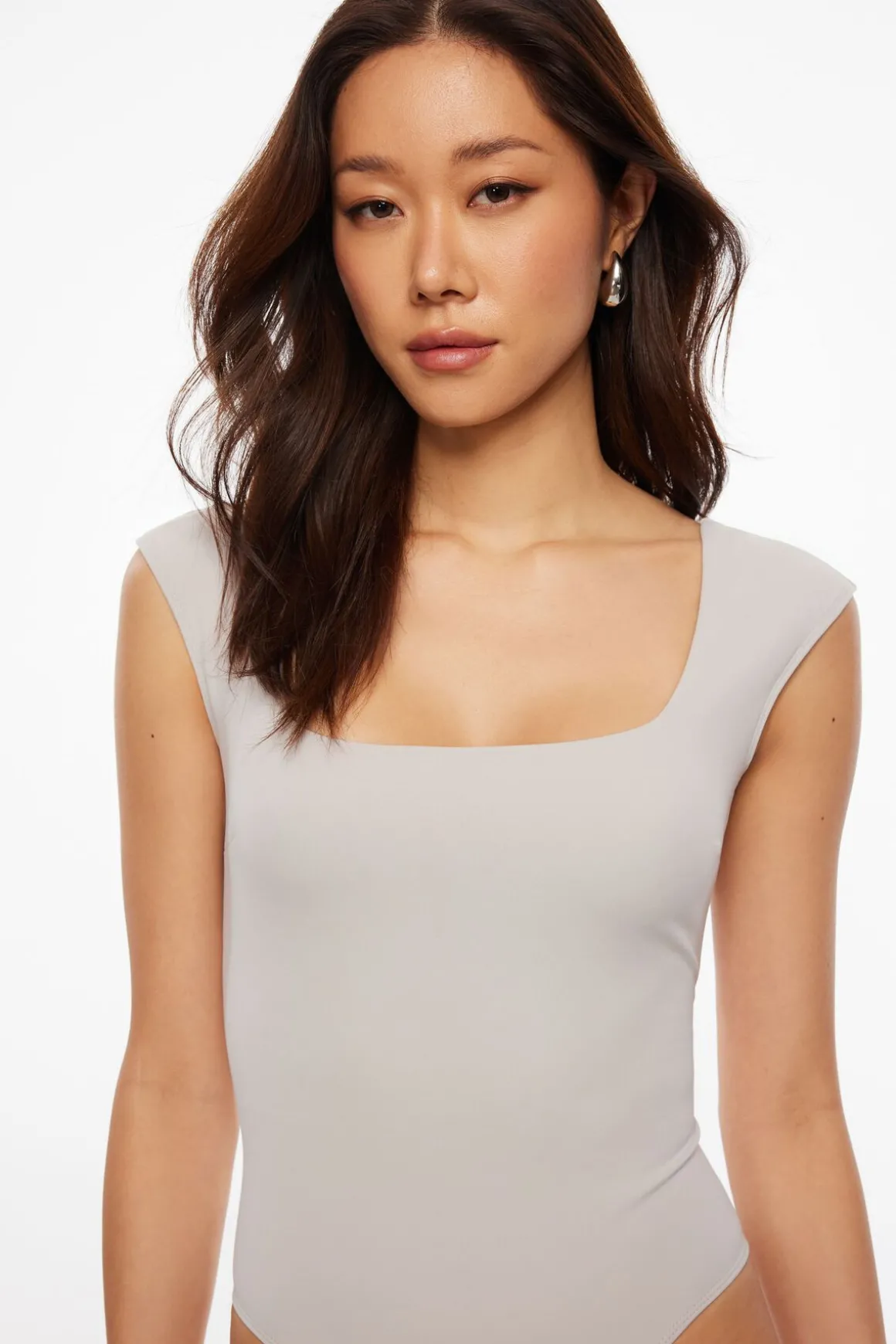 Tees & Tanks | Tees & Tanks-Dynamite Elle Open Back Jersey Bodysuit Grey