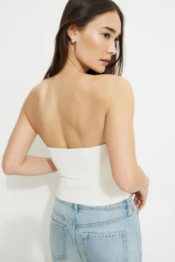 Blouses & Tops | Blouses & Tops-Dynamite Embellished Corset Tube Top White