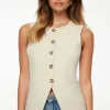 Blazers & Vests | Vests-Dynamite Emery Round Neck Flyaway Vest Brown
