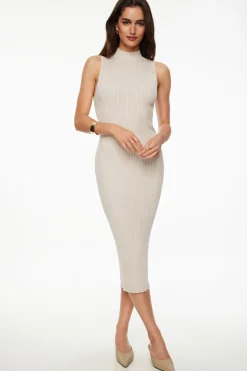 Dresses & Jumpsuits | Bestselling Dresses-Dynamite Emma Mock Neck Midi Dress Brown