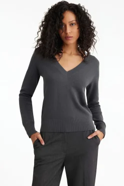 Sweaters & Cardigans | Sweaters-Dynamite Essentiæls | The Soft V-Neck Sweater Gray