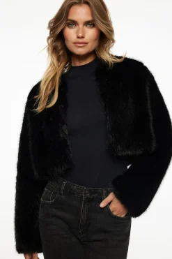 Coats & Jackets | Classic Coats-Dynamite Faux Fur Cropped Jacket Black