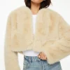 Coats & Jackets | Classic Coats-Dynamite Faux Fur Cropped Jacket Brown