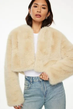 Coats & Jackets | Classic Coats-Dynamite Faux Fur Cropped Jacket Brown