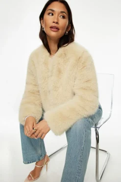 Coats & Jackets | Classic Coats-Dynamite Faux Fur Cropped Jacket Brown