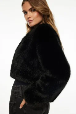 Coats & Jackets | Classic Coats-Dynamite Faux Fur Cropped Jacket Black