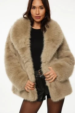 Coats & Jackets | Classic Coats-Dynamite Faux Fur Midi Jacket Brown