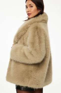 Coats & Jackets | Classic Coats-Dynamite Faux Fur Midi Jacket Brown