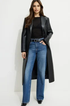 Coats & Jackets | Classic Coats-Dynamite Faux Leather Blazer Coat Black