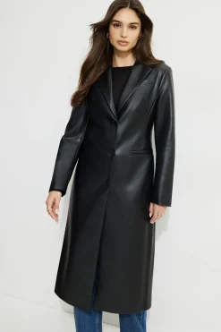 Coats & Jackets | Classic Coats-Dynamite Faux Leather Blazer Coat Black